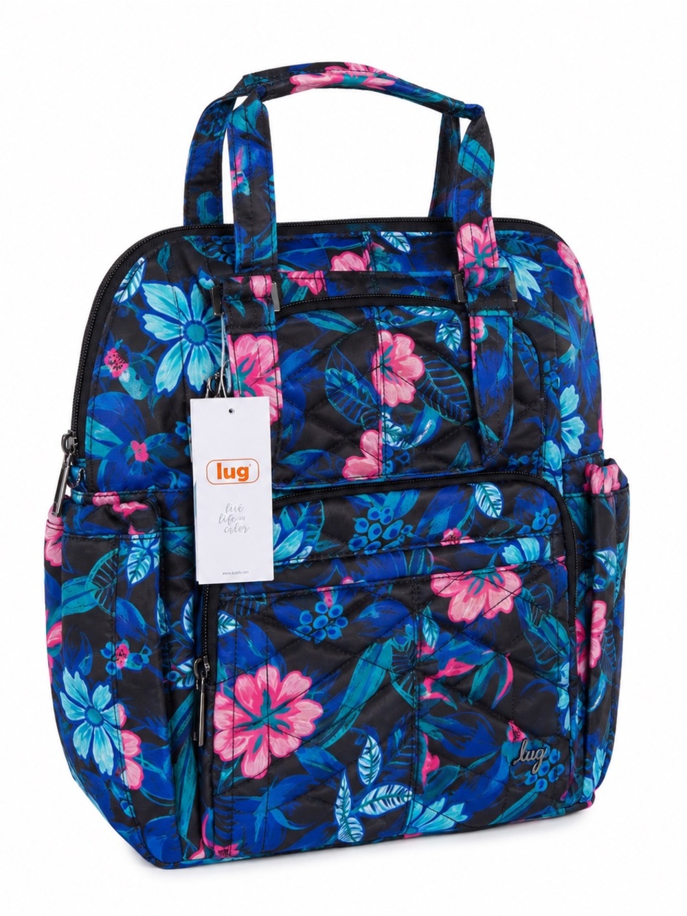 Lug Canter 2 Convertible Backpack Tote Resort Black Floral Travel Bag NWT